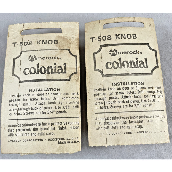 Amerock T-508-CB Drawer Pull Knob Colonial Black Made USA Set of 2 Vintage Stock - Picture 4 of 6